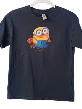 Youth Size Bob From Minions Despicable Me Short Sleeve Navy Blue T-shirt - Small